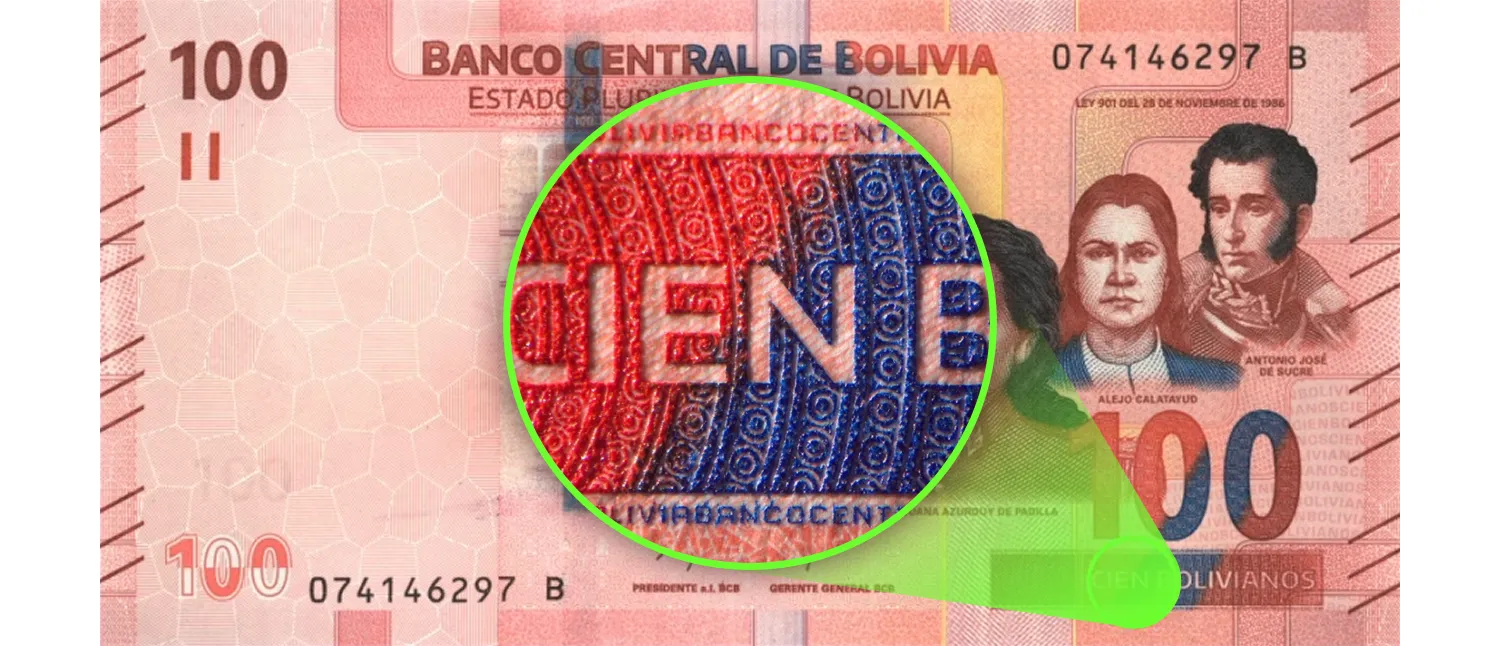 magnification of the banknote area